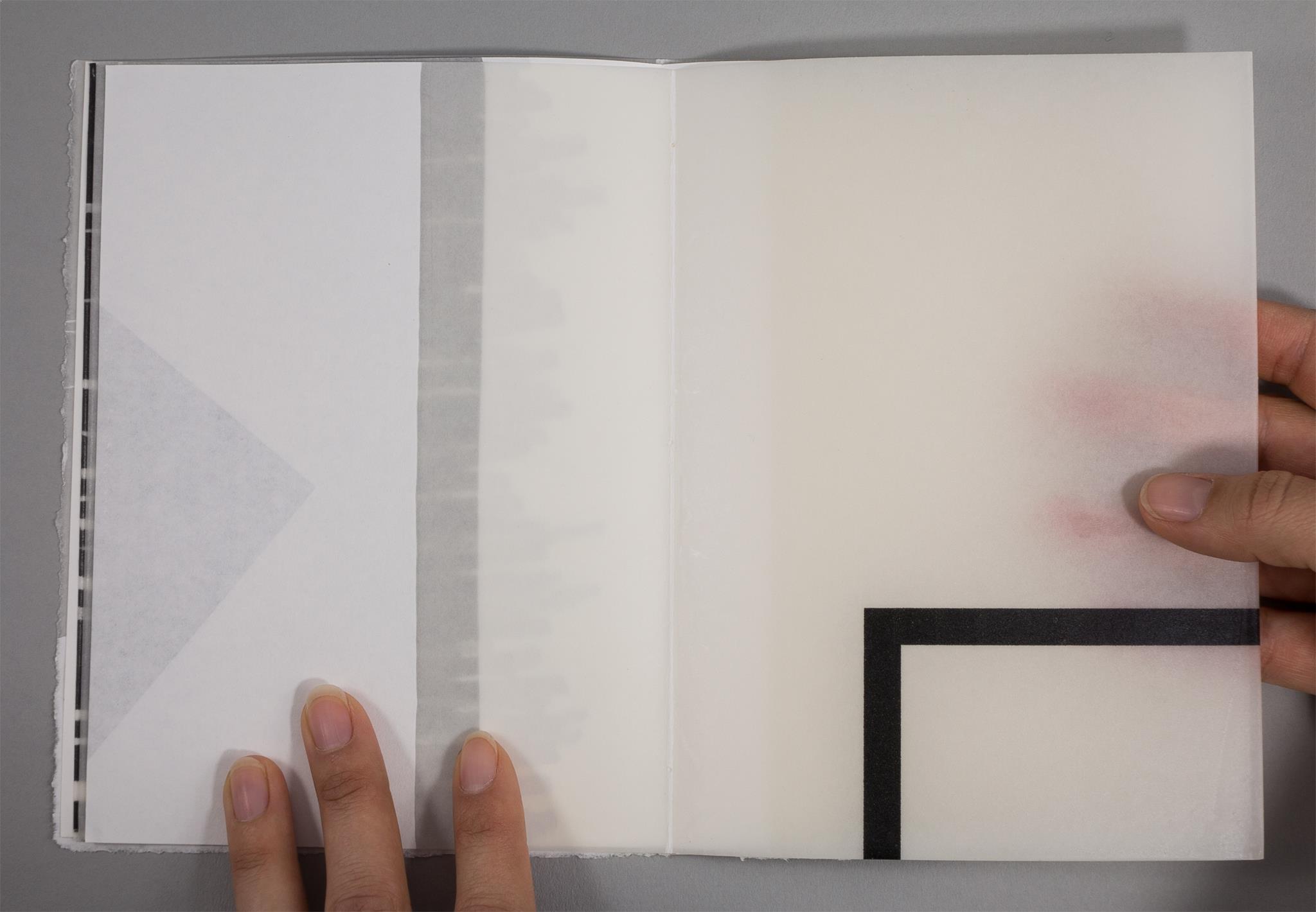 Artists book by Karen Bleitz created from paper, pencil and hot wax. With powerful simplicity this book takes us into the plexus of reading, printing and being.