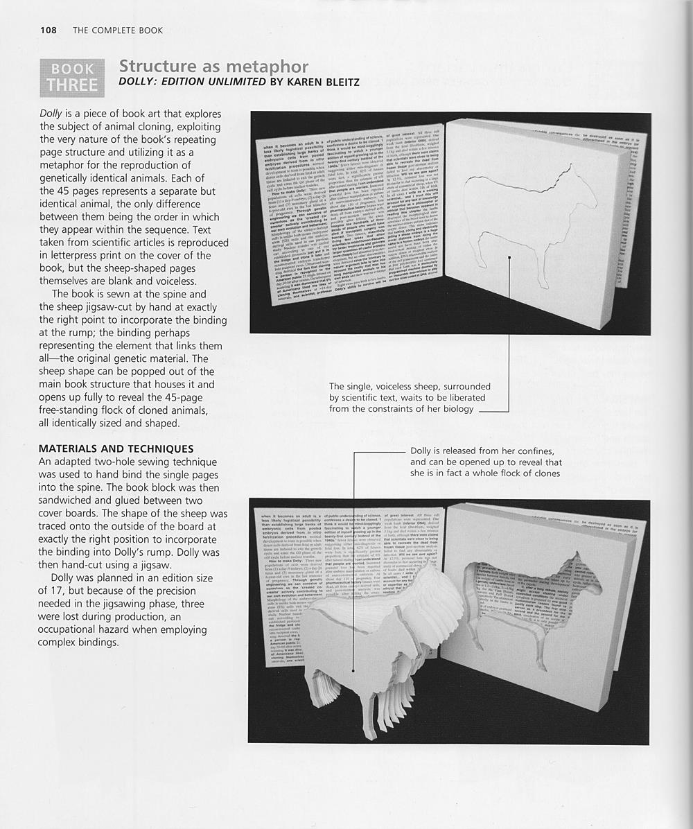 View of the Structure as Metaphor page from Bookcraft by Heather Weston which features Dolly: Edition Unlimited.