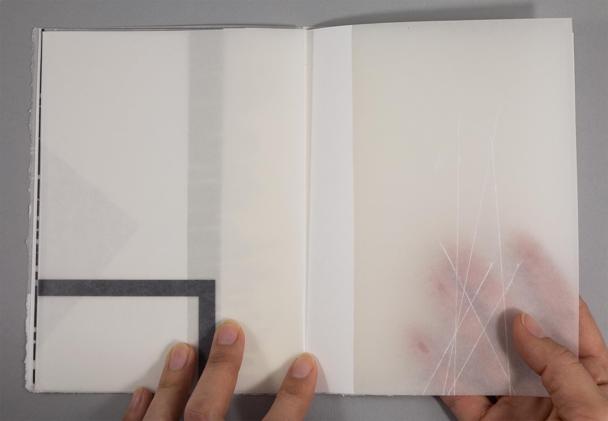 Artists book by Karen Bleitz created from paper, pencil and hot wax. With powerful simplicity this book takes us into the plexus of reading, printing and being.